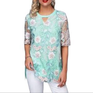 ROTITA Faux Pearl Embellished Keyhole Neckline Blouse new no tags